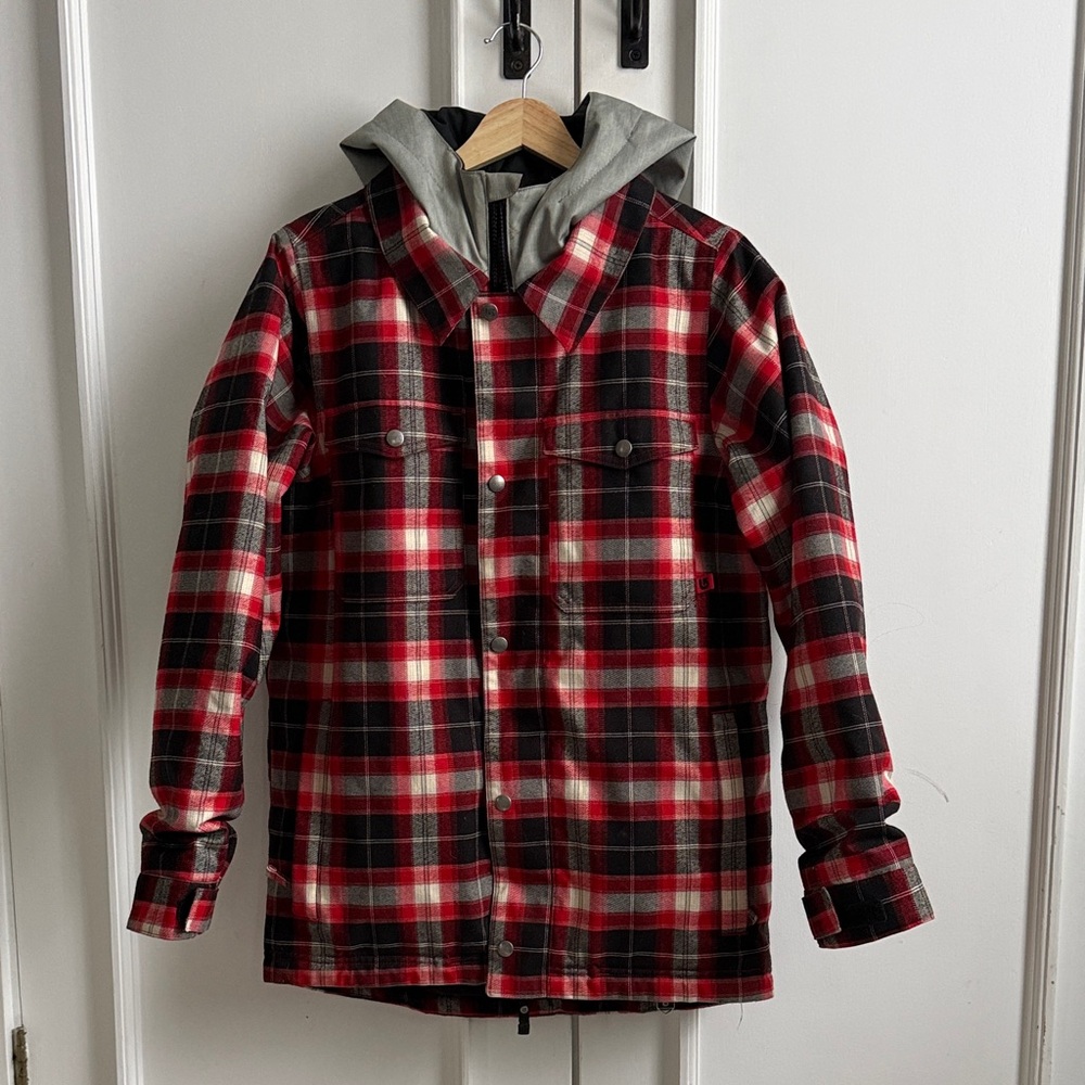 Burton Red and Black Plaid Kids Jacket
